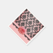 Luxe Bloom Roos Roze Damast Servetten (Hoek)