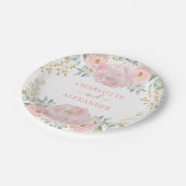 Luxe Bloom / Zacht Roze Waterverf Bloemen Bruiloft Papieren Bordje (Gekanteld)