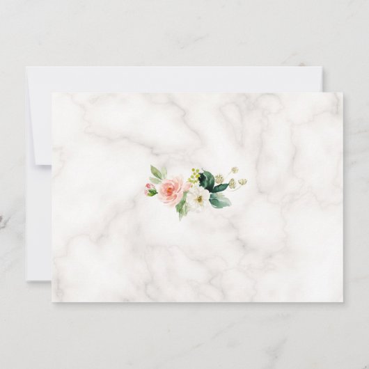 Luxe Blozemen in Roze Tinten Gouden Lijst Marmeren Save The Date (Achterkant)