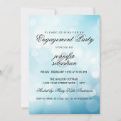 Luxe Blue Bokeh Light Chic Engagement Party Kaart (Voorkant)