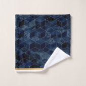 LUXE BLUE BRICK GEOMETRISCH GOLD BATHROOM TOWEL BAD HANDDOEK (Wasdoekje)