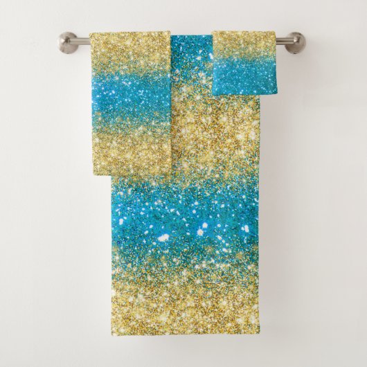 Luxe Blue Glitter Bath Towel set Bad Handdoek (Insitu)