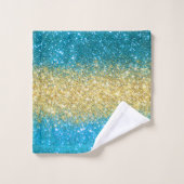 Luxe Blue Glitter Bath Towel set Bad Handdoek (Wasdoekje)