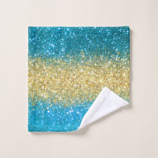 Luxe Blue Glitter Bath Towel set Bad Handdoek (Wasdoekje)