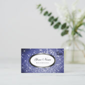 Luxe Blue Glitter Sparkle Shimmer Sterren en Logo Visitekaartje (Staand voorkant)