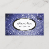 Luxe Blue Glitter Sparkle Shimmer Sterren en Logo Visitekaartje (Voorkant)