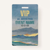 Luxe Blue Gold Blauwgroen landschap VIP Alle toega Badge (Voorkant)