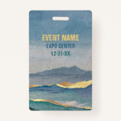 Luxe Blue Gold Blauwgroen landschap VIP Alle toega Badge (Achterkant)