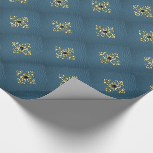 Luxe Blue/Gold Cadeaupapier (Hoek)