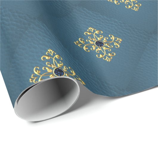 Luxe Blue/Gold Cadeaupapier (Rol Hoek)