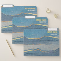 Luxe Blue Gold Mountains Sky landschap
