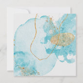 Luxe Blue Gold Waterverf Abstract Opslaan Datum Kaart (Achterkant)