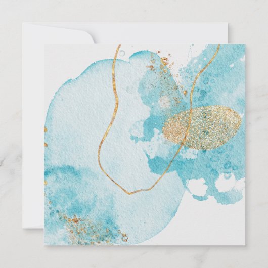 Luxe Blue Gold Waterverf Abstract Opslaan Datum Kaart (Achterkant)