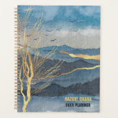 Luxe Blue Gold Waterverf Mountain Planner (Voorkant)