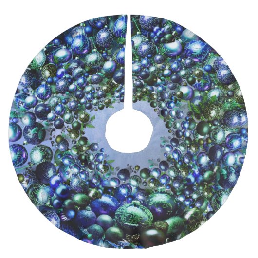 Luxe Blue Green Christmas Tree Skirt Kerstboom Rok (Voorkant)