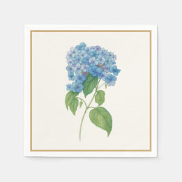 Luxe Blue Hydrangea Napkin — Elegant Botanical  Servet