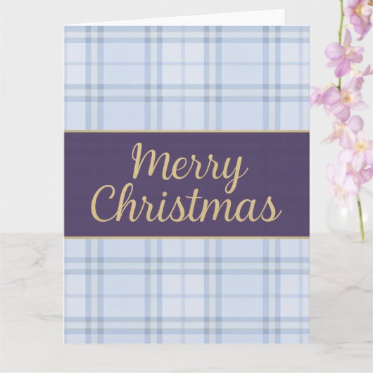 Luxe Blue Plaid “Merry Christmas Kaart (Orchidee)