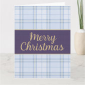 Luxe Blue Plaid “Merry Christmas Kaart (Voorkant)