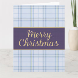 Luxe Blue Plaid “Merry Christmas Kaart