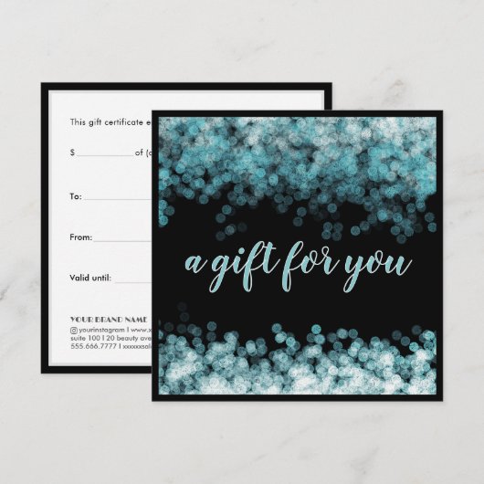 Luxe Blue Sparkle Salon Cadeaubon Kaart (Voorkant / Achterkant)