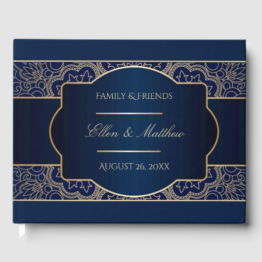 Luxe Blue Wedding Guestbook Gastenboek (Voorkant)