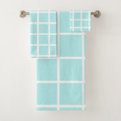 LUXE BLUE WHITE SPOT GRID BATH TOWEL SET BAD HANDDOEK (Insitu)