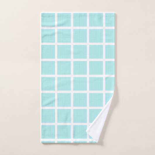 LUXE BLUE WHITE SPOT GRID BATH TOWEL SET BAD HANDDOEK (Handdoek)