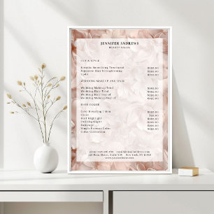 Luxe, Blush-Beige, Bloem, Salon prijslijst Poster