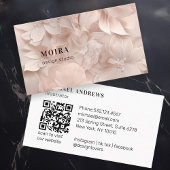 Luxe, Blush-beige, Bloem, Salon, QR-code Visitekaartje