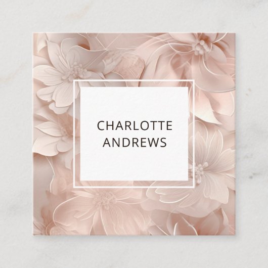 Luxe, Blush-beige, Bloem, Salon Vierkante Visitekaartje (Voorkant)