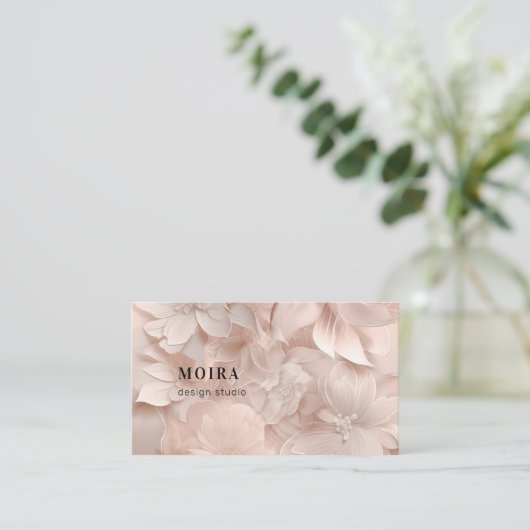 Luxe, Blush-Beige, Bloem, Salon, Visitekaartje (Staand voorkant)