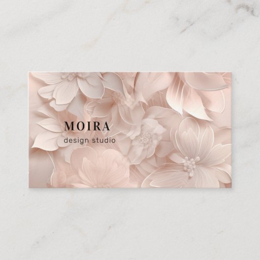 Luxe, Blush-Beige, Bloem, Salon, Visitekaartje (Voorkant)