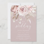 Luxe Blush Bloemen Botanische Bruiloft Kaart (Voorkant)
