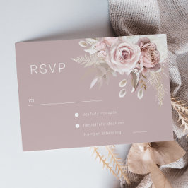 Luxe Blush Bloemen Botanische Bruiloft RSVP Kaartje