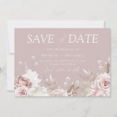 Luxe Blush Bloemen Botanische Bruiloft Save The Date (Voorkant)