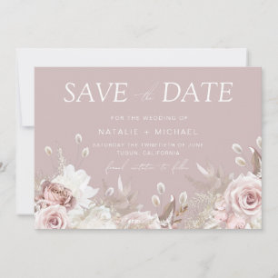 Luxe Blush Bloemen Botanische Bruiloft Save The Date