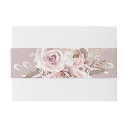 Luxe Blush Bloemen Bruiloft Uitnodigingen Wikkel (Achterkant Voorbeeld)