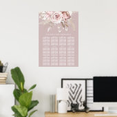 Luxe Blush Bloemen Bruiloft Zitkaarten Poster (Thuiskantoor)
