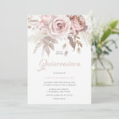 Luxe Blush Bloemen Elegante Quinceanera Kaart (Staand voorkant)