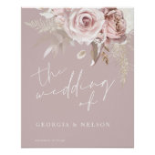 Luxe Blush Bloemen Groot Bruiloft Poster Teken (Voorkant)