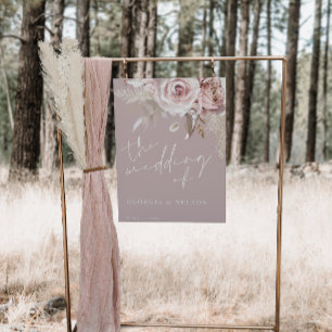 Luxe Blush Bloemen Groot Bruiloft Poster Teken