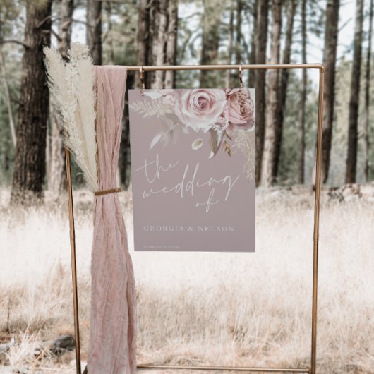 Luxe Blush Bloemen Groot Bruiloft Poster Teken
