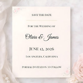 Luxe Blush Bloemige Save The Date