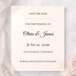 Luxe Blush Bloemige Save The Date