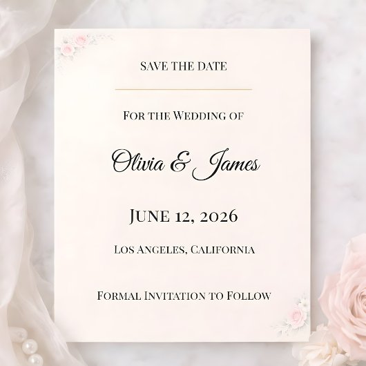 Luxe Blush Bloemige Save The Date
