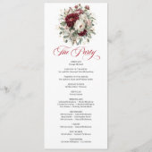 Luxe Blush Bourgondië Bloemen Huwelijksprogramma Programmakaart (Achterkant)