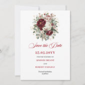 Luxe Blush Bourgondië Bloemige Save The Date (Voorkant)