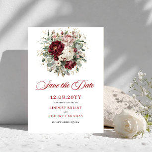 Luxe Blush Bourgondië Bloemige Save The Date