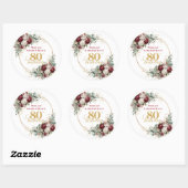 Luxe Blush Burgundy 80ste Verjaardag Stickers (Vel)