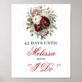 Luxe Blush Burgundy Dais Tot Ik Trouw Countdown Poster (Voorkant)